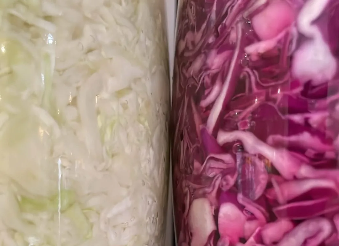 Jars of house sauerkraut